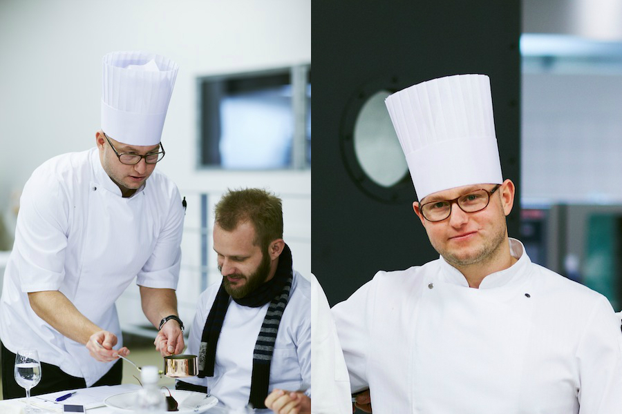 Vinderen af Årets Vildtret 2012, Brian Mark Hansen, serverer for dommer Mikkel Marschall, der er dygtig køkkenchef på Kadeau Bornholm. 